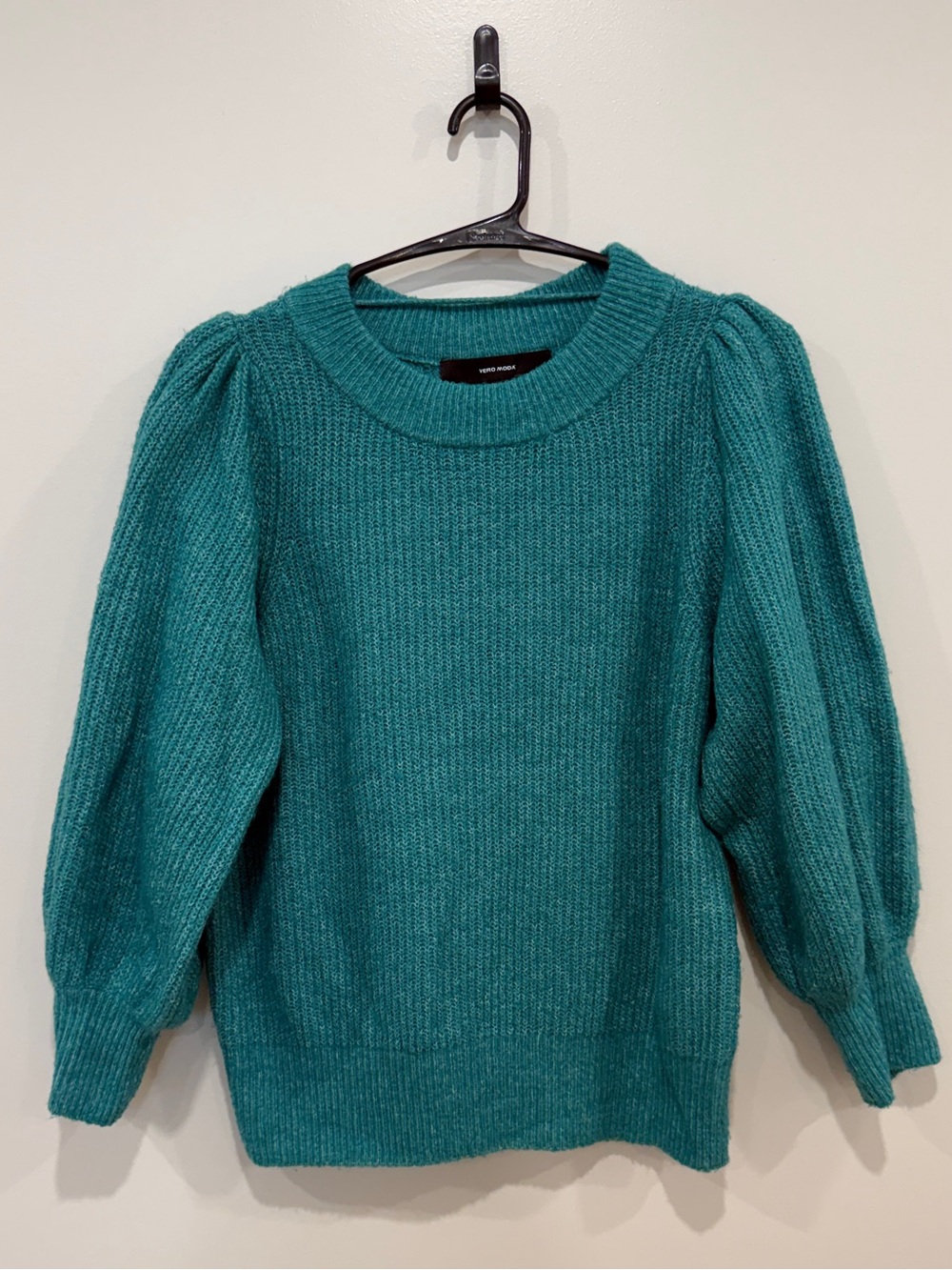ASOS Teal Puff-Sleeve Knit Sweater - Women